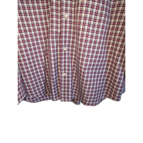 Duluth Trading Co. Mens XL Red White Plaid Shirt Trim Fit Collar Long Sleeves - Picture 11 of 12